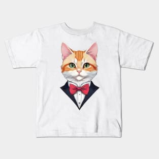 Fancy Cat with Bowtie no.14 Kids T-Shirt